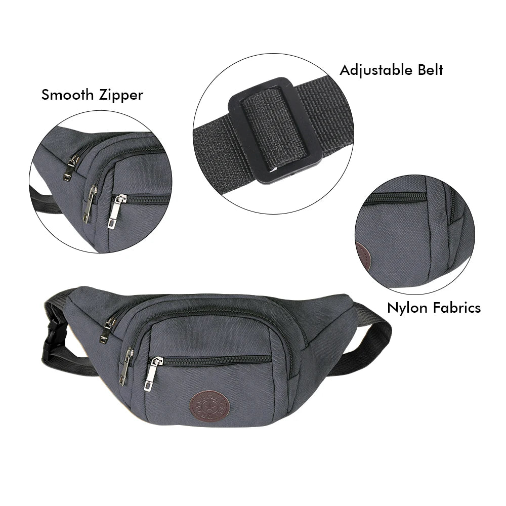 Buylor Waist Pack Sports Men Bag Canvas Belt Bag Travel Hip Bag Fanny Pack