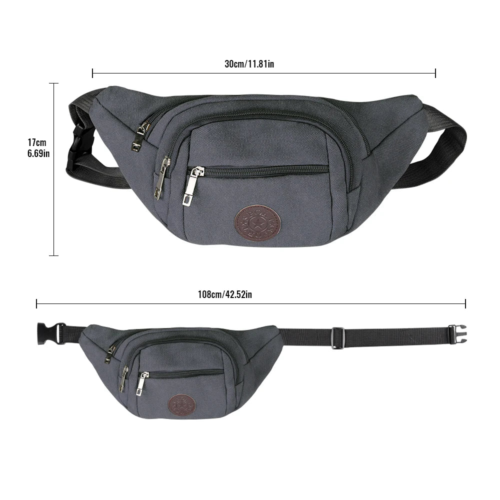 Buylor Waist Pack Sports Men Bag Canvas Belt Bag Travel Hip Bag Fanny Pack