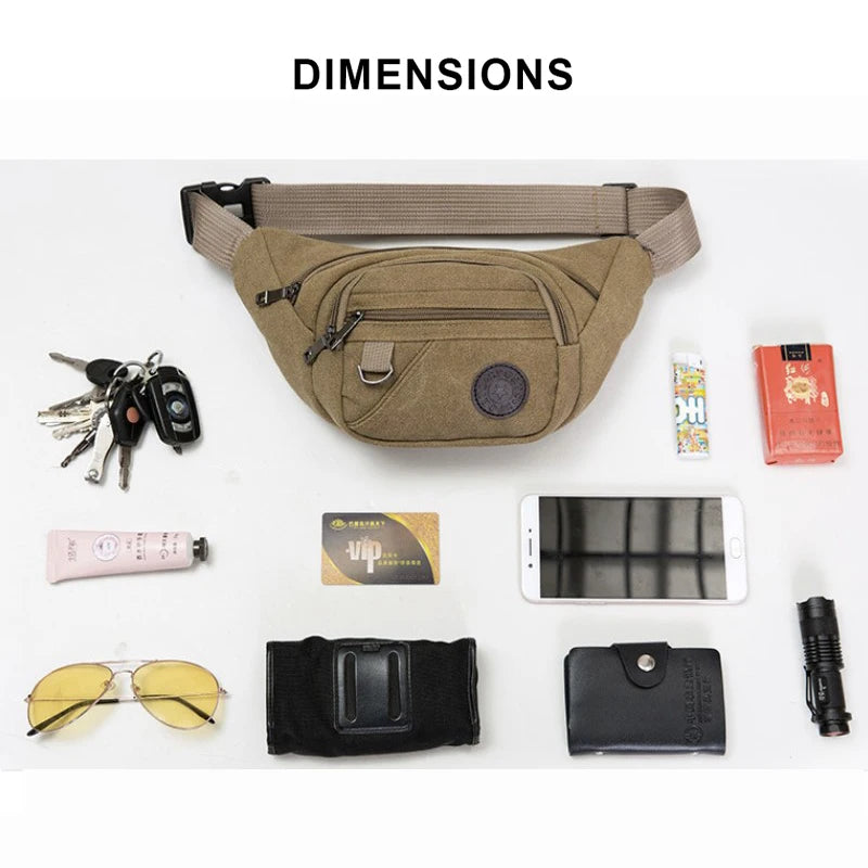 Buylor Canvas Waist Pack Fanny Pack Sports Hip Bag Phone Pounch