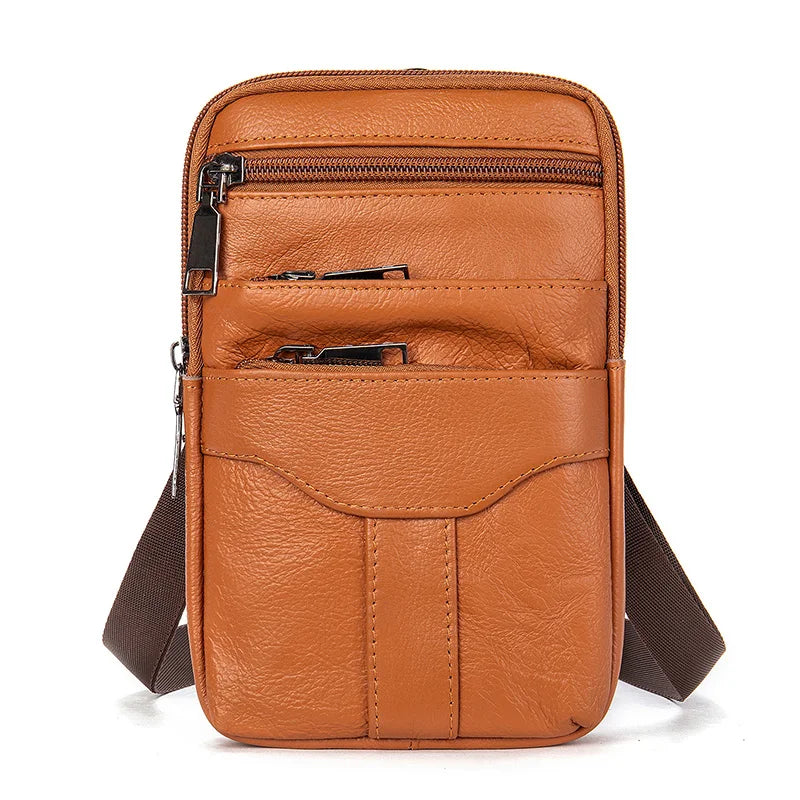 Men's Vintage Leather Messenger Bag Shoulder Bag Phone Business Waist Pouch