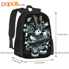 Samurai Dj Music Disco Club Backpack Large Capacity School Softback Shopping Bag