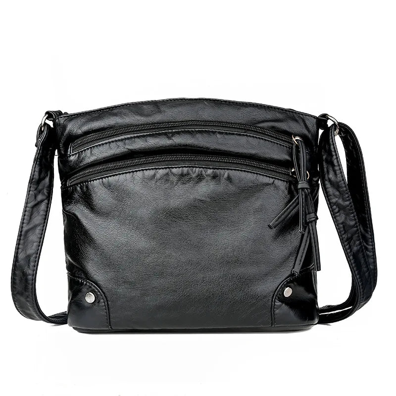 Vintage Women Crossbody Bag Washed Leather Handbags PU Leather Shoulder Bag