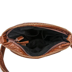 Vintage Women Crossbody Bag Washed Leather Handbags PU Leather Shoulder Bag
