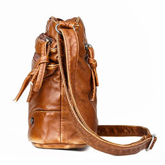Vintage Women Crossbody Bag Washed Leather Handbags PU Leather Shoulder Bag