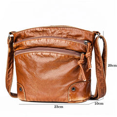 Vintage Women Crossbody Bag Washed Leather Handbags PU Leather Shoulder Bag