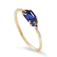 925 Silver Rectangle Zircon Wedding Ring for Lovers