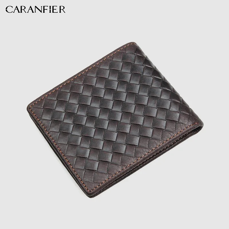 Top Cow Leather Men Wallet Short Style Male Purse Knitting Wallet