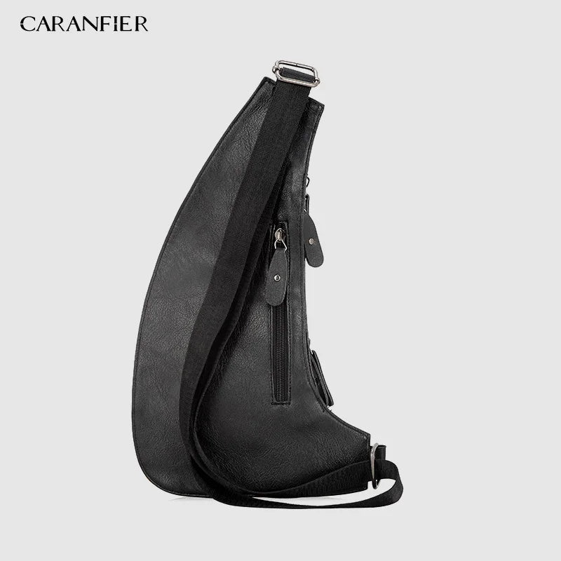 Men's Chest Bags Shoulder Messenger Bags PU Leather Classic Travel Crossbody Bag