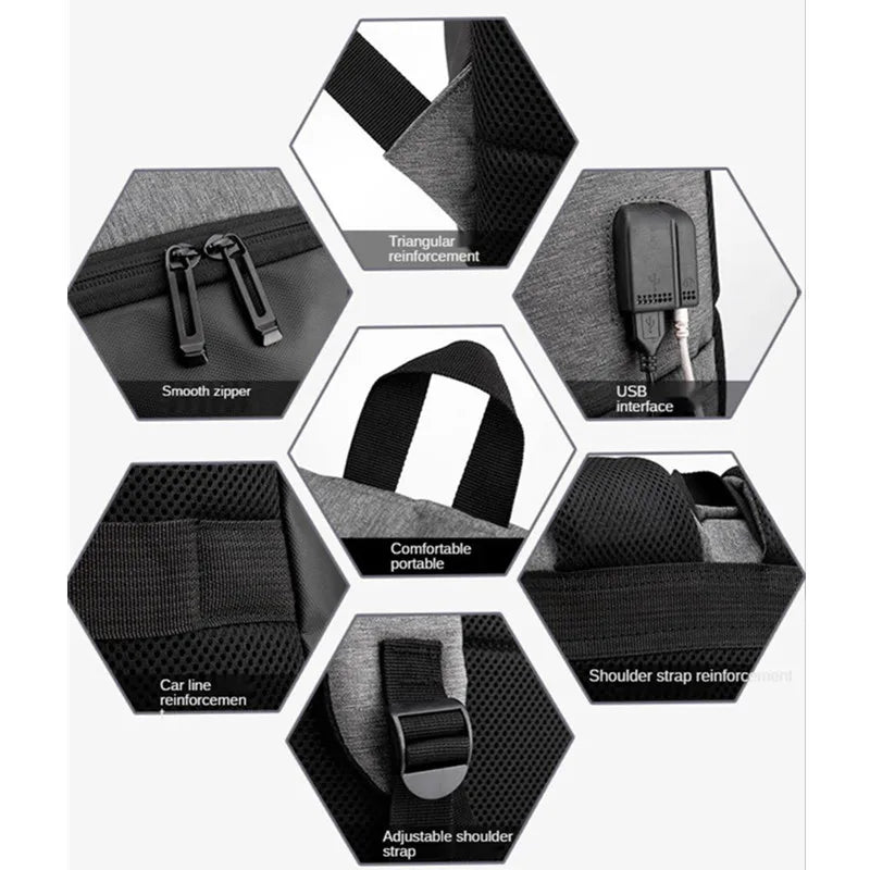 15.6'' Waterproof Backpack USB Charging School Bag Anti-theft Women Men Bags Lap