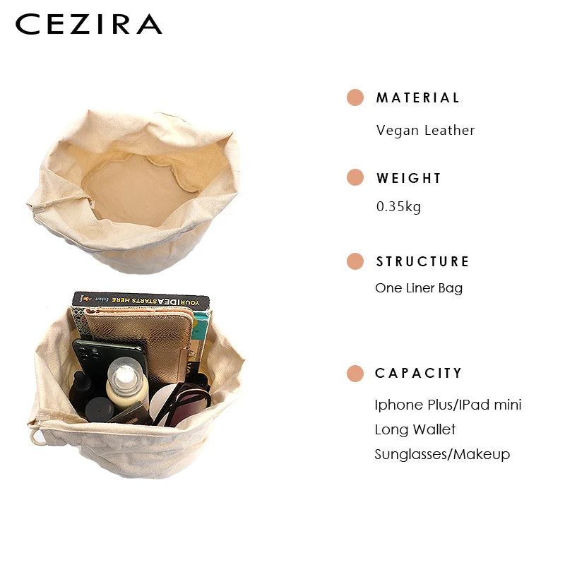 Hollow Out PU Leather Bucket Bag Women Soft Vegan Leather Handbag