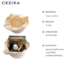Hollow Out PU Leather Bucket Bag Women Soft Vegan Leather Handbag