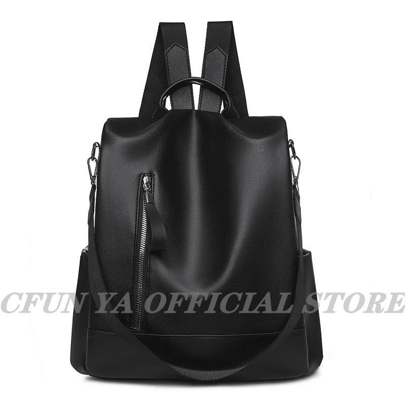 Casual PU Leather Backpack Women Waterproof School Bags Teenage Girls