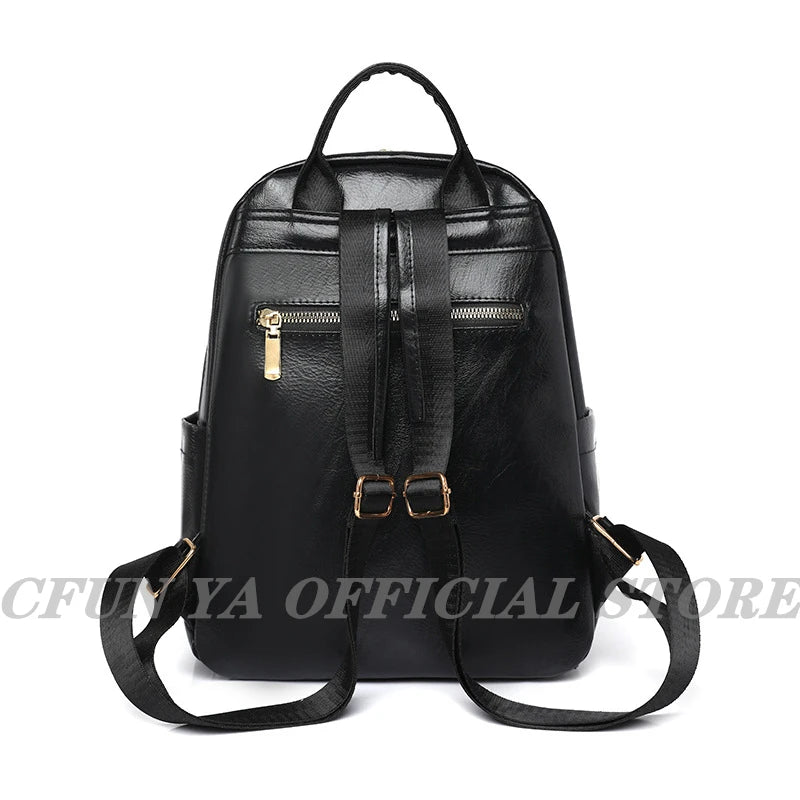 Soft Leather Backpacks Women's Shoulder Bag Casual Travel Ladies Bagpack