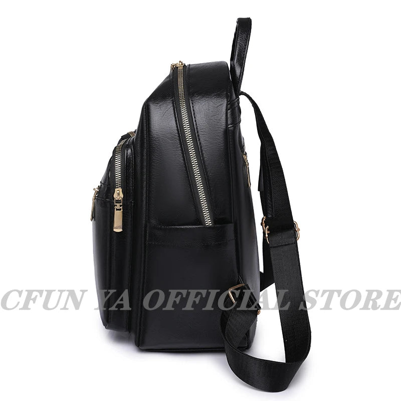 Soft Leather Backpacks Women's Shoulder Bag Casual Travel Ladies Bagpack