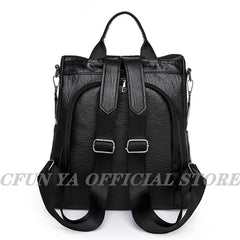 Women's Leather Backpack Anti-theft Travel Bag Girls Mochila Knapsack