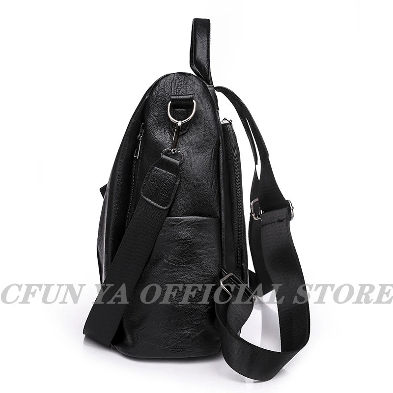 Women's Leather Backpack Anti-theft Travel Bag Girls Mochila Knapsack