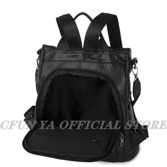 Women's Leather Backpack Anti-theft Travel Bag Girls Mochila Knapsack