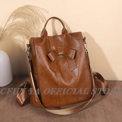 Women's Leather Backpack Anti-theft Travel Bag Girls Mochila Knapsack