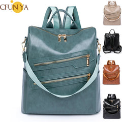 Women Backpack Soft Leather Student Schoolbag Travel Bagpack Rucksack