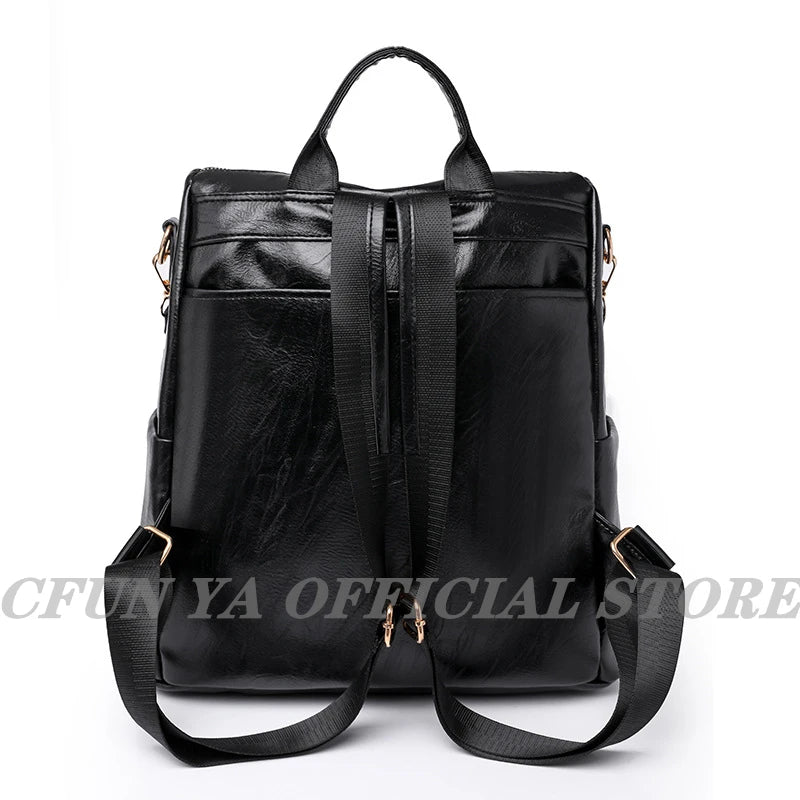 Women Backpack Soft Leather Student Schoolbag Travel Bagpack Rucksack
