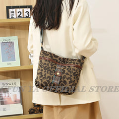Leopard Woman's Square Bag Large Causal Teens Girls Bag Shoulder Crossbody Bags