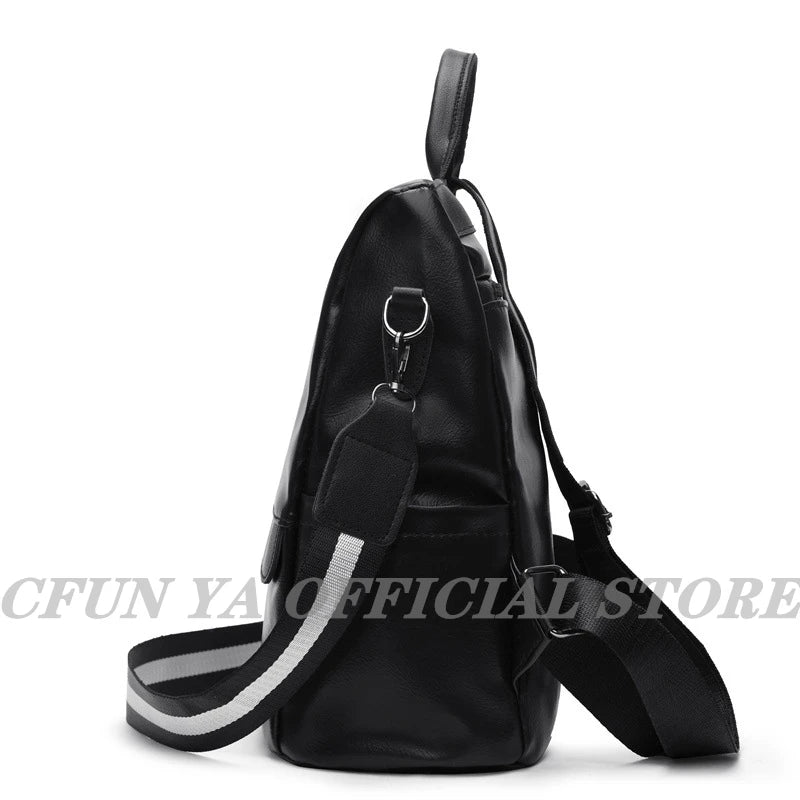 Boho Women's Backpack PU Leather Anti-Theft Travel Shoulder Bag