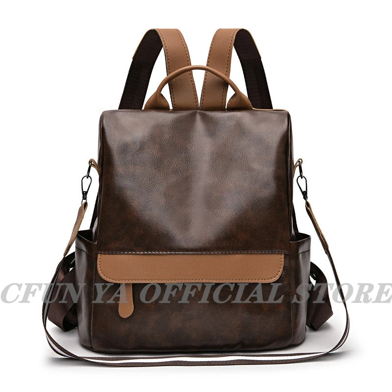 Boho Women's Backpack PU Leather Anti-Theft Travel Shoulder Bag