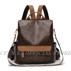 Boho Women's Backpack PU Leather Anti-Theft Travel Shoulder Bag