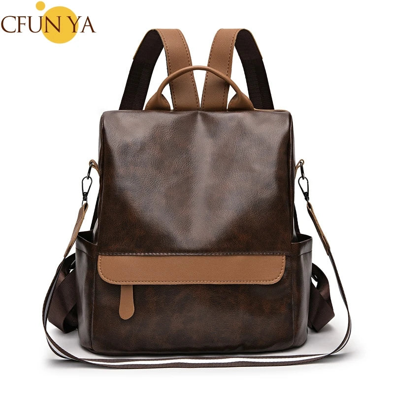 Boho Women's Backpack PU Leather Anti-Theft Travel Shoulder Bag