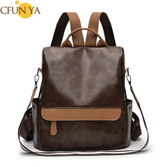 Boho Women's Backpack PU Leather Anti-Theft Travel Shoulder Bag