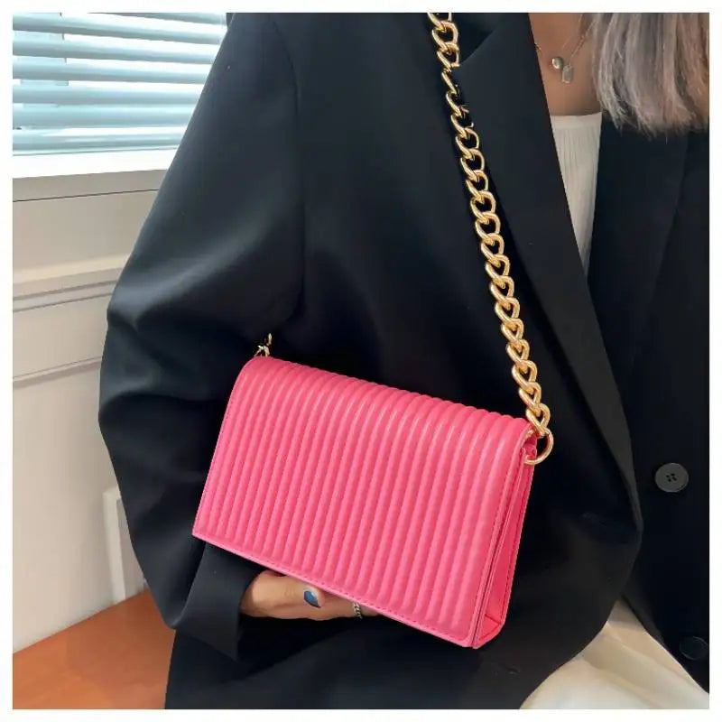 Thick Chain Shoulder Bag Women Handbags PU Leather Crossbody Bags