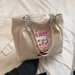 CGCBAG Women Canvas Shoulder Bag Embroidery Handbags Large Capacity
