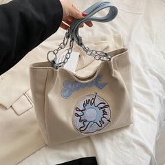 CGCBAG Women Canvas Shoulder Bag Embroidery Handbags Large Capacity