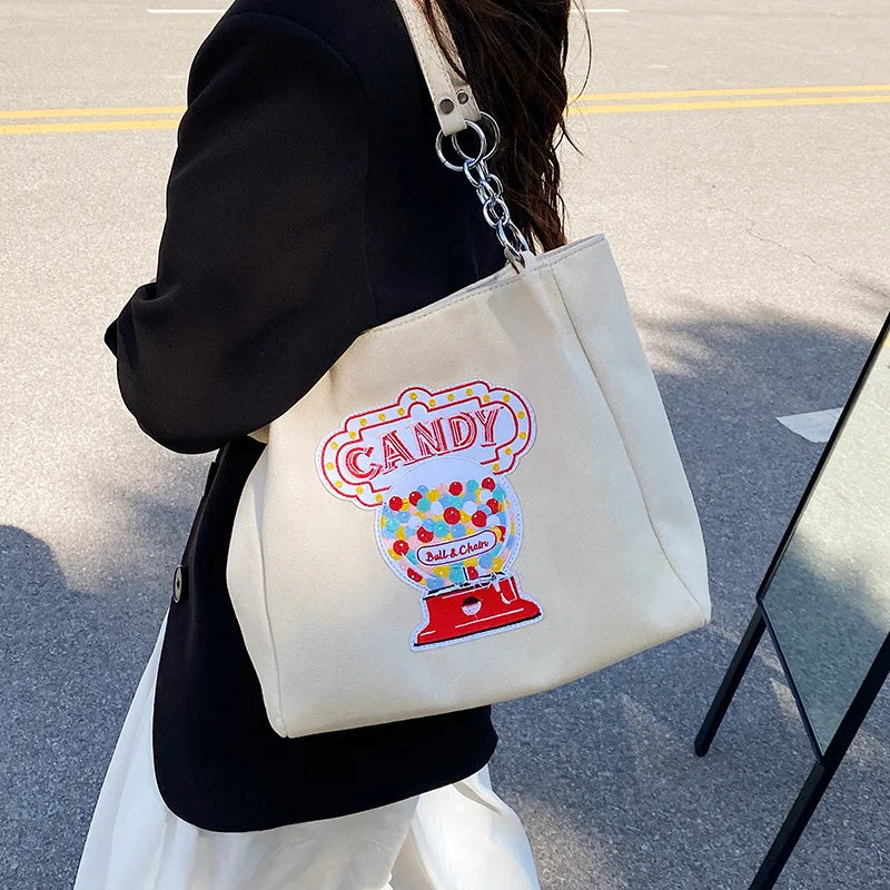 CGCBAG Women Canvas Shoulder Bag Embroidery Handbags Large Capacity