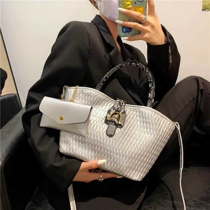 Rhombus Embossing Handbags Women Shoulder Bag High Leather Crossbody Bags