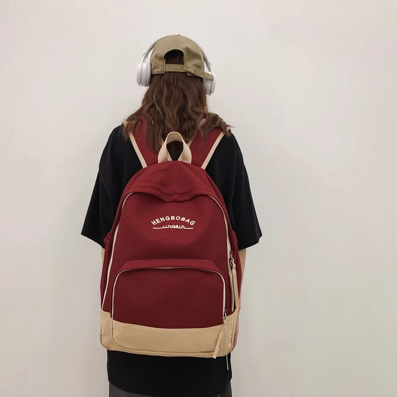 CGCBAG School Backpack For Teenager Girls Preppy Style Women Nylon