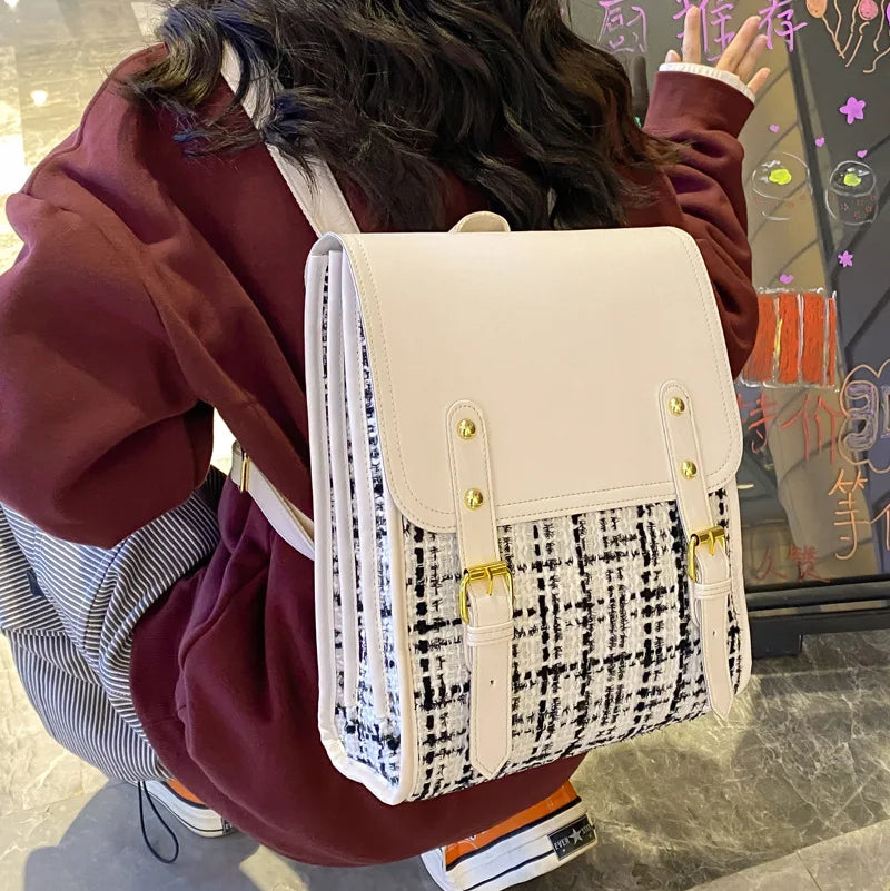 CGCBAG Women Leather College Style School Backpack Laptop Bag