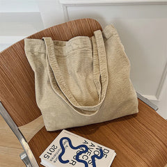 Retro Corduroy Canvas Women Shoulder Bag Large Tote Casual Shopper Handbag