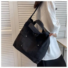 Solid Women Canvas Shoulder Bag Large Capacity Handbags Casual Tote Bag