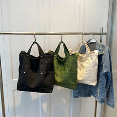 Solid Women Canvas Shoulder Bag Large Capacity Handbags Casual Tote Bag