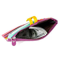 Women's Leather Long Clutch Purse with Zipper Pocket