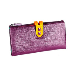 Women's Leather Long Clutch Purse with Zipper Pocket