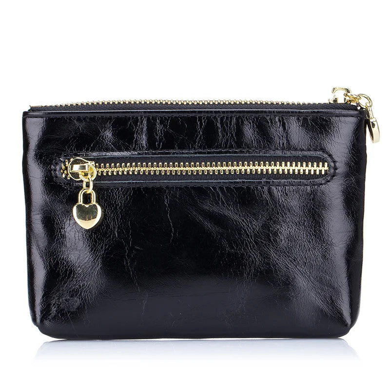 European Style Oil Wax Leather Coin Purse Key Wallets
