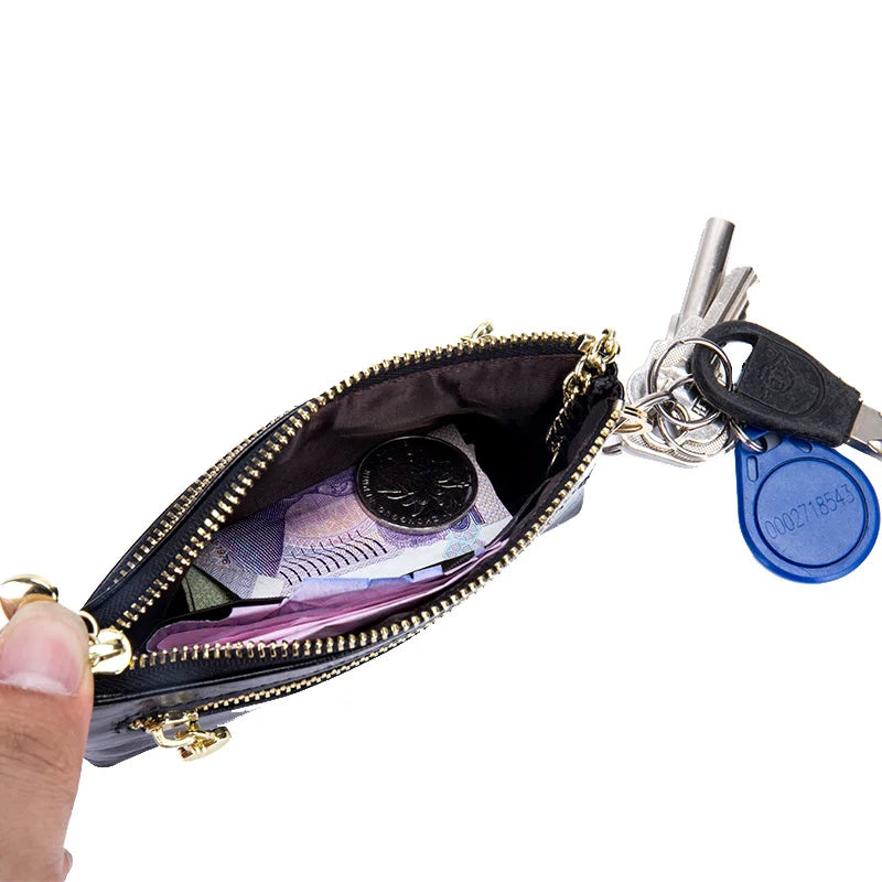 European Style Oil Wax Leather Coin Purse Key Wallets