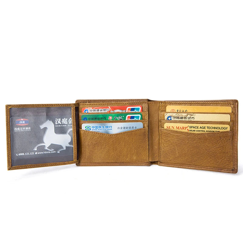 Vintage Men Leather Purse Short Man Wallets