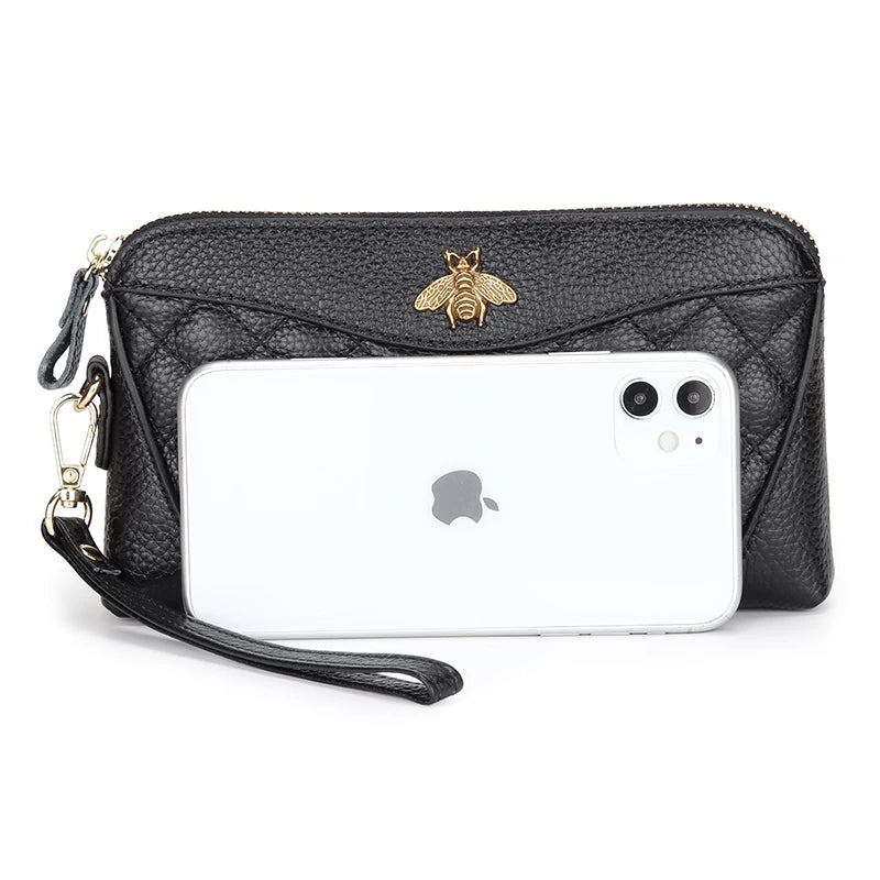 Bee Print Zipper Clutch Wallet for Women