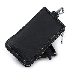 Leather Key Wallet Multi-function Key Chain Zipper Key Case Bag