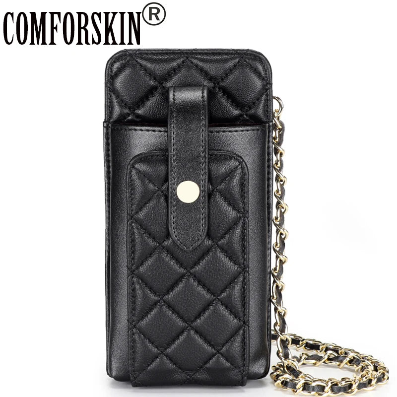Sheepskin Women Phone Bag Leather Small Messenger Bags