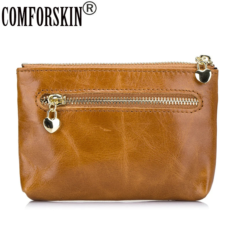 Oil Waxing Leather Coin Purse Key Wallet