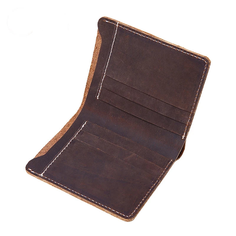 Vintage Men Wallet Cowhide Crazy Horse Leather Carteira Masculina